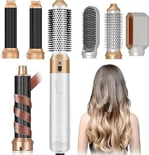 Hair Dryer Brush 5 in 1, Negative Ion Blow Dryer Brush Set - 110,000 RPM High - Speed Hot Air Brush Air Styler Curling Wrap Air Curler,Curl...
