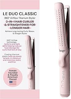 L'ANGE HAIR Le Duo Grande 360° Airflow 2 in 1 Straightener and Curler | 1 Inch Curling Wand & Titanium Flat Iron with 5.3" Plates | Ha...